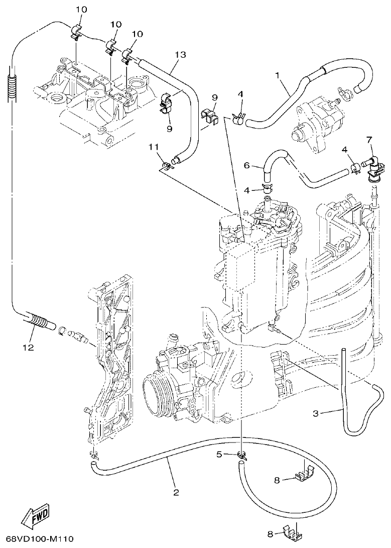 Yamaha F115A, FL115A, FL115AET FUEL INJECTION PUMP 2 parts diagram